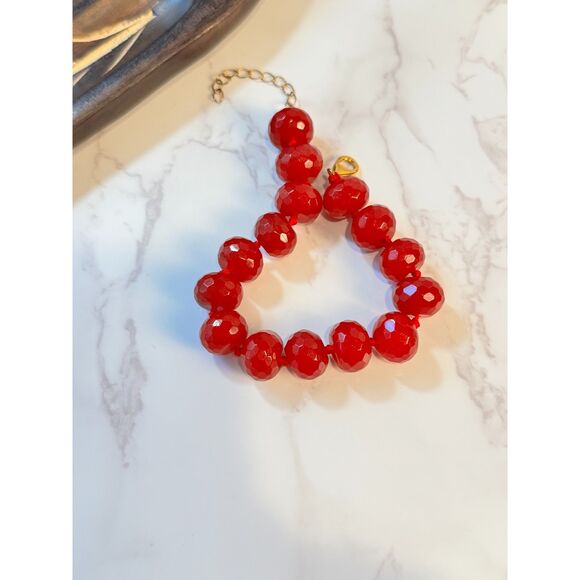 Rare Find! Red Jade Bracelet - Gold Plated over Sterling Silver - Picture 3 of 6